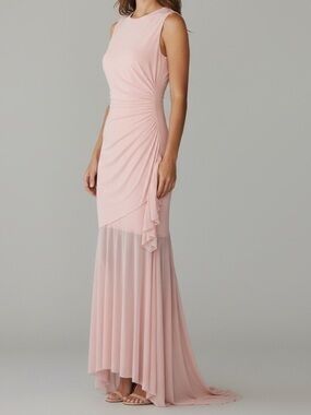 Ethereal Soft Pink Sleeveless Maxi Dress sheer flowing fabric details valentines